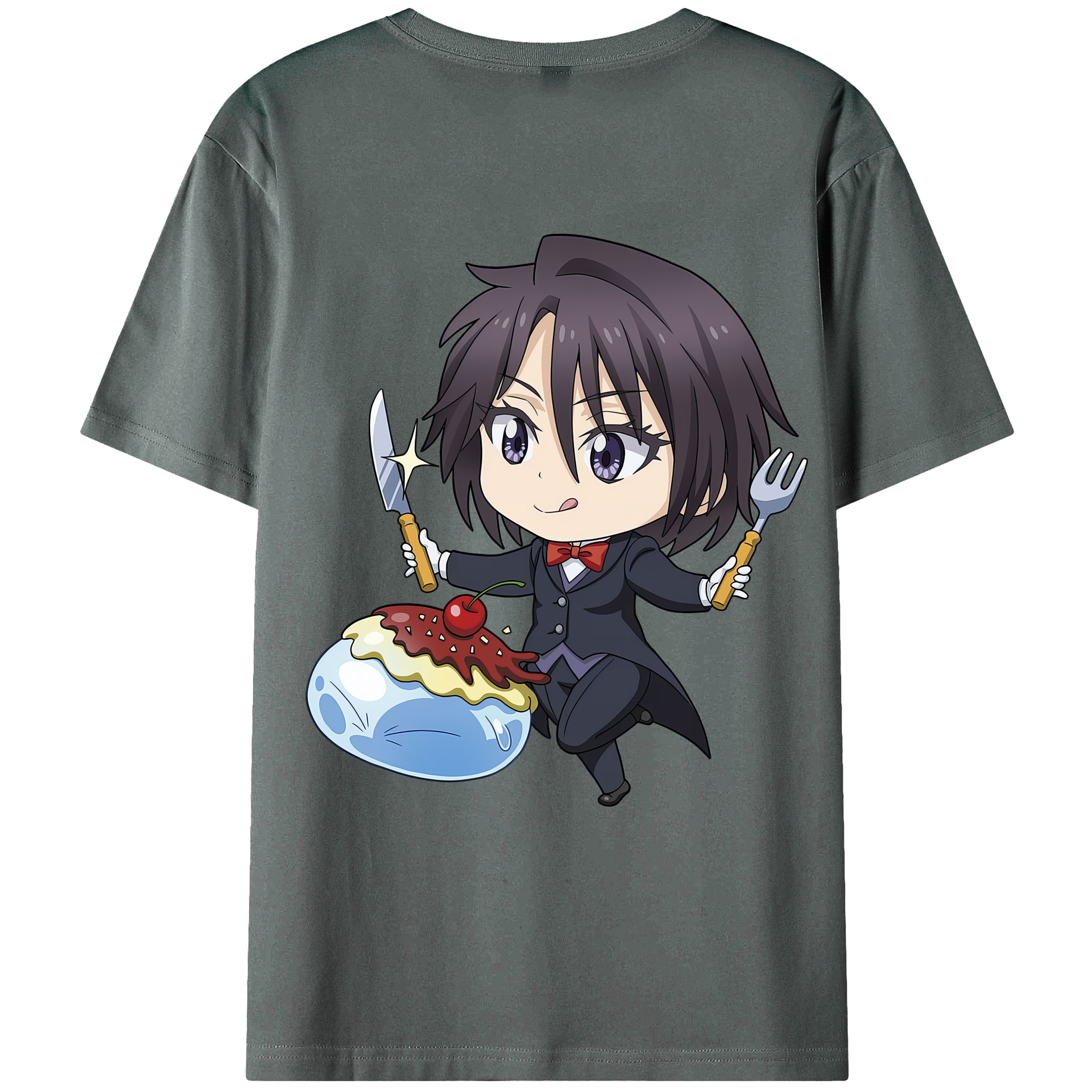 （画像用） 転スラ Regarding Reincarnated to Slime 綿100％ メンズ半袖Tシャツ（バックプリント） 通気性